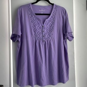 Woman Within lavender shirt.  T-1